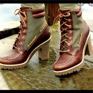 Sperry Trinity Heeled Canvas & Leather Duck Boots